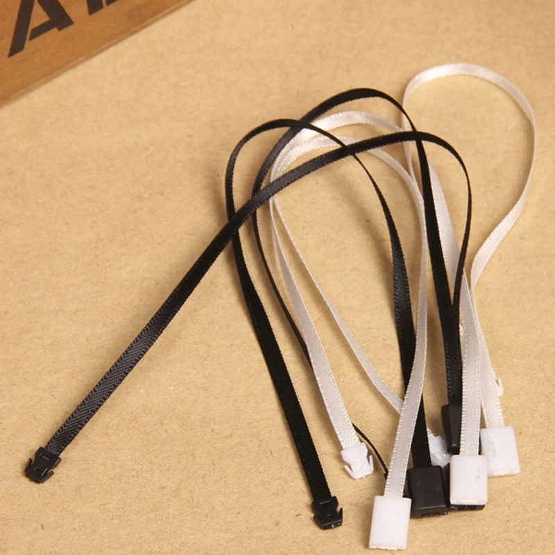 Description Picture 2 of item1000pcs Silk Ribbon Tag Seal Garment Tags Hang String plastic Snap Lock Pin Loop Fastener Hook Ties Accessories Whole L=17CM