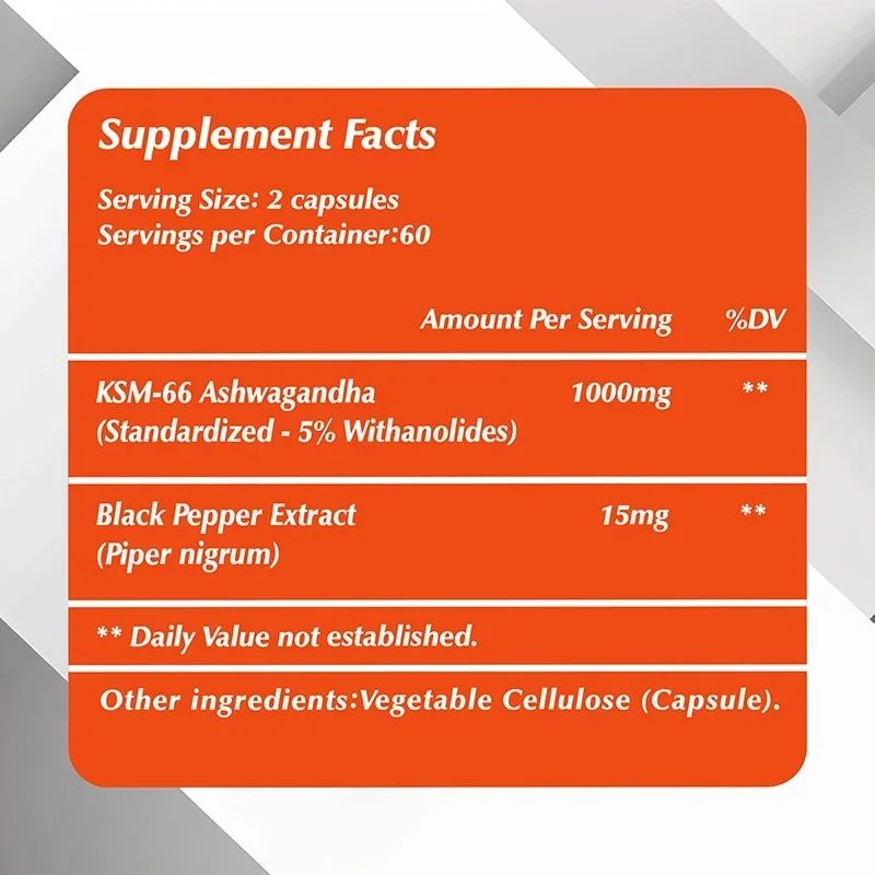 KSM-66 Ashwagandha Root Extract Stress Support Mood Soothing Focuses Energy and Vitality Replenishes Energy ashwagandha supplement