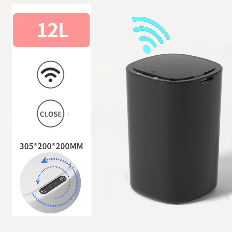 

12L Smart Sensor Trash Can For Automatic Household Bathroom Toilet Bedroom Living RoomEco-friendly Waste Garbage Bin