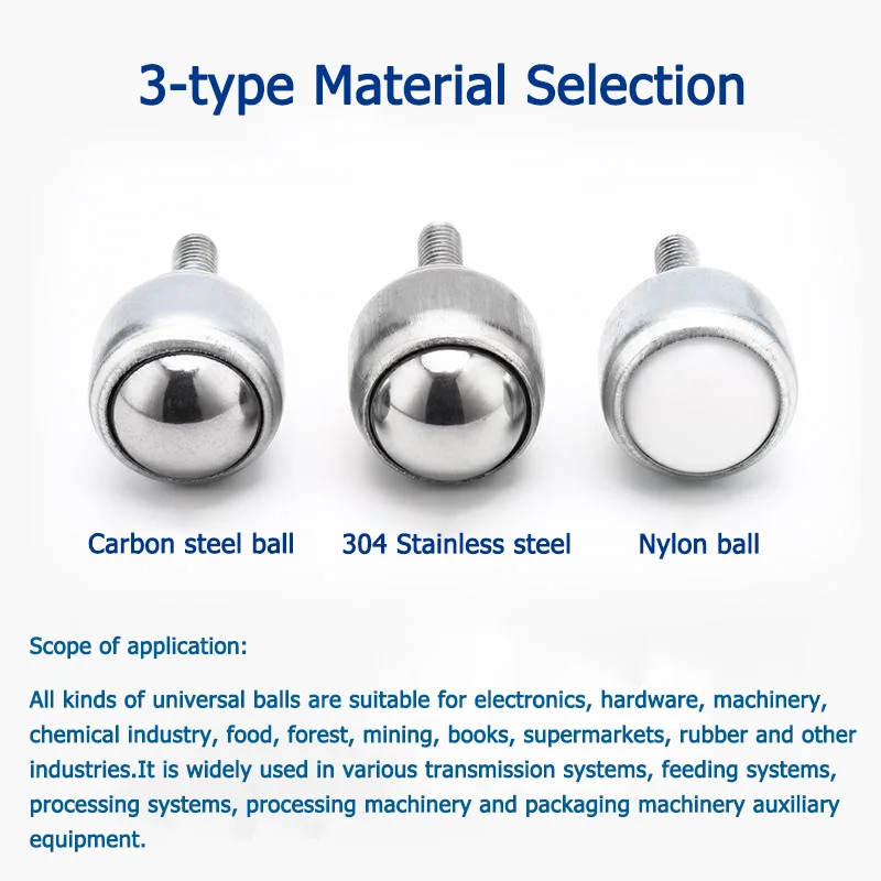 1/2/4/10Pcs 로드가 있는 볼 트랜스퍼 유니버설 볼 트랜스퍼 캐스터 CY-12D CY-19D CY-25D CY-25F CY-40F 나일론 탄소강 SUS304