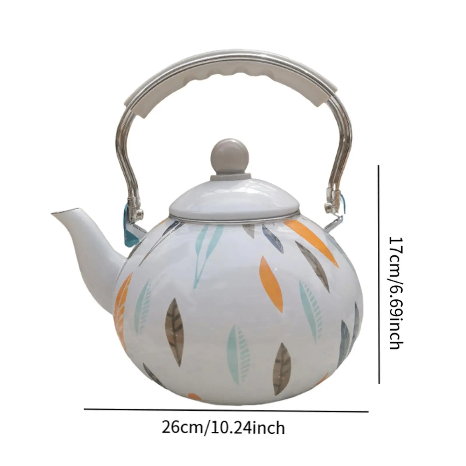 Enamel Teapot 3L Sturdy Comfortable Grip,Vintage,Water Kettle,Leaf Enamel Pot for Home Kitchen Decor Cold Water Tea