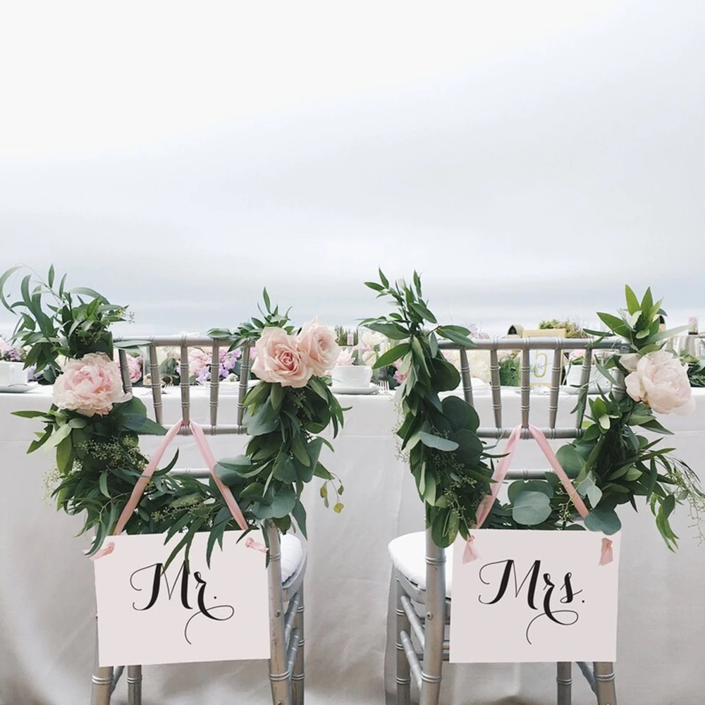 

Mr. and Mrs. Wedding Chair Signs Set of Bridal Head Table Banners Seat Sashes Bride and Groom Venue Decor 1086