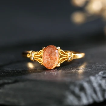 Anillo de piedras preciosas chapadas en oro de 18k para mujer 1