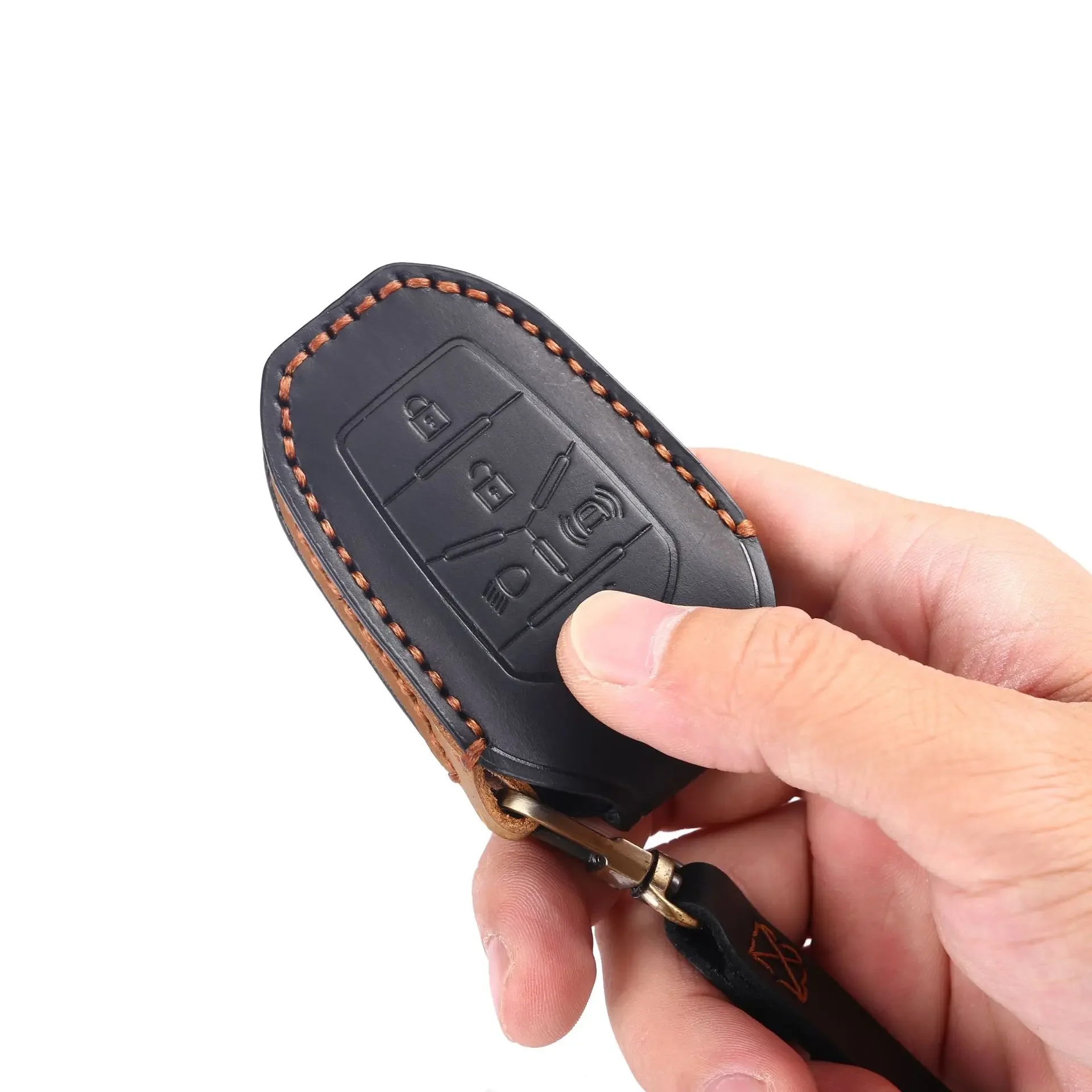 Luxury Leather Car Key Case Cover Fob Protector for Ssang Yong 2020 G4 Rexton Accessories Keychain Holder Remote Keyring Shell