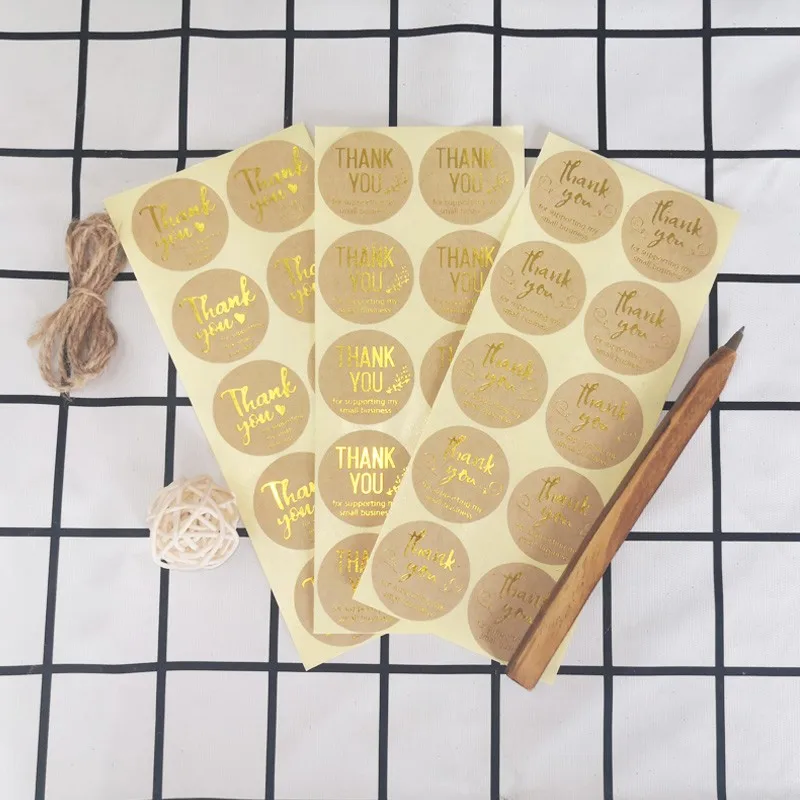 

100Pcs hot stamping Thank you series Kraft Sticker sealing sticker Diameter 35mm For Diy Hand Made Gift Cake Candy Paper Tags