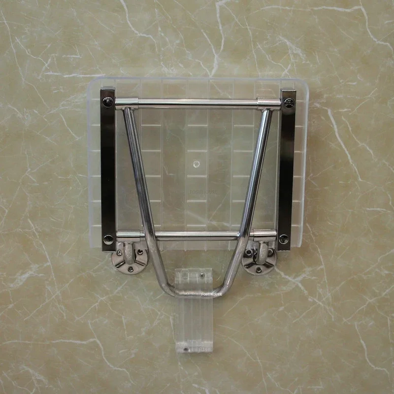Stainless Steel Folding Bath Chair Wall-mounted Shower Seats Home Barrier-free Bathroom Chair Creative Porch Shoe Changing Chair 3