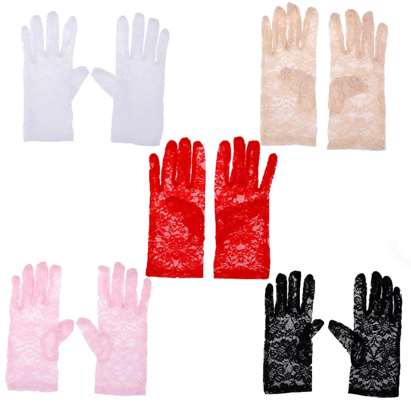 

Sexy Dressy Gloves Women Lace Gloves Paragraph Wedding Gloves Mittens Accessories Full Finger Girls New 1pair White/Red/Black