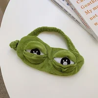Cute Funny Sad Frog Sleep Mask (15×10cm) - 3D Movable Eye Plush Eye Mask, Soft & Breathable for Light Blocking,Ideal for Nap - Image 2