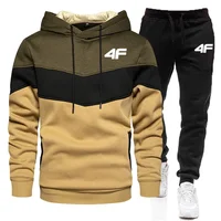 2-Piece Fleece Tracksuit for Men, Thick Hoodies and Pants, Warm Sportswear Suit, Hip Hop Trend Clothing, Winter and Fall 1