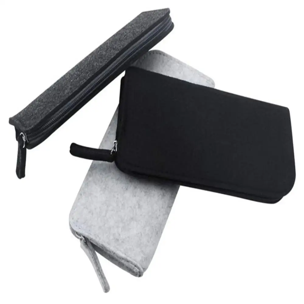 Minimalist Felt Pencil Case Pencil Bag School Office Supplies Stationery Portable Soft Felt Cloth Pouch Makeup Bags Box