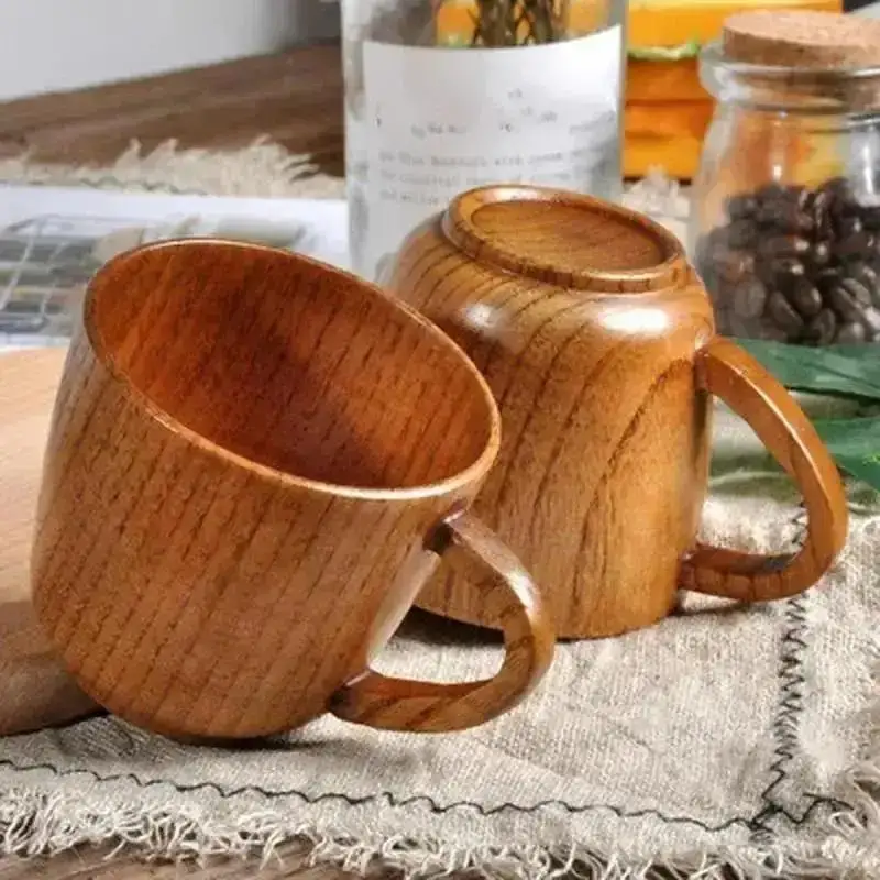 Simple Handmade Wooden Cup Drinking Natural Milk Tea Coffee Beer Drinkware Mugs Travel Teaware Home Bar Kitchen Gift Decor