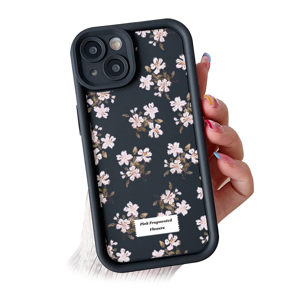 Wrist Chain Soft TPU Phone Case with Floral Lanyard Strap & Protective Back Cover