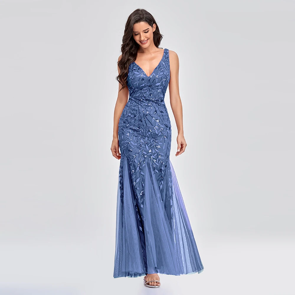 JINZUO Sleeveless V-neck Tulle Sequins Cocktail Dresses V-back Mermaid Party Prom Gowns Plus dresses woman party night evening dresses cocktail dress