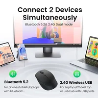 Souris sans fil Bluetooth 5.2, 2.4 ghz, double Mode, silencieuse, Rechargeable, pour jeu, 1600DPI, pour ordinateur portable, Win Mac OS 2