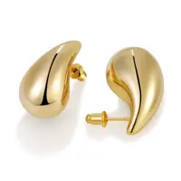 Shevalue Women Gold Teardrop Earrings Lady Chunky 14K Gold Plated Simple Water Drop Shape Earrings with 925 Sterling Silver Post 1
