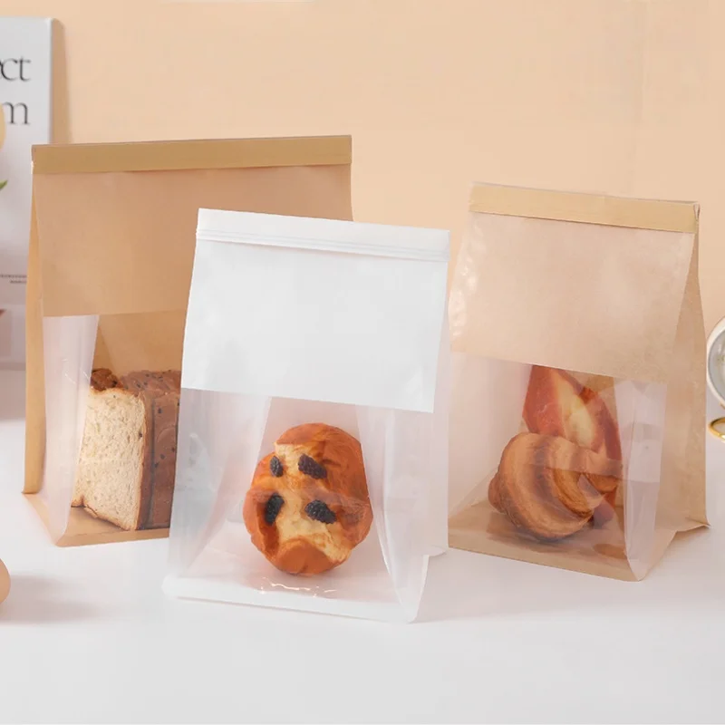 20pcs Kraft Bakery Bags with Clear Window, Reclosable Zipper or Self-Seal Closure, Stan... - SKU KBB01919 - UGI Packaging