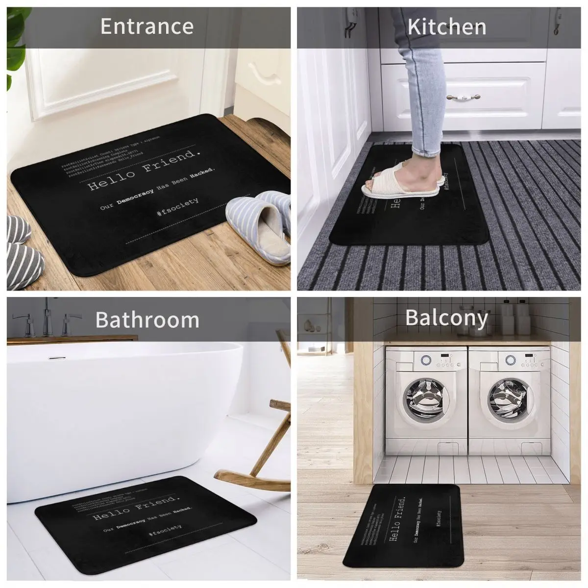 Mr Robot Hello Friend Fsociety Non-slip Doormat Floor Mat Carpet Rug for Kitchen Entrance Home Bathroom Living room Footpad Mats 5