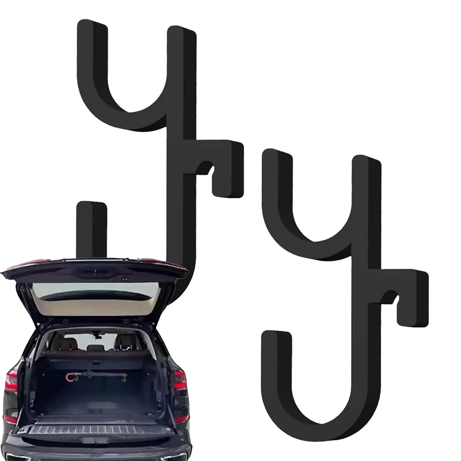 2 piece Car Umbrella Hooks Purse Holder for Car Trunk Hanger Clip Storage Backseat for Seat Visor Truck Boat Stroller Wheelchair