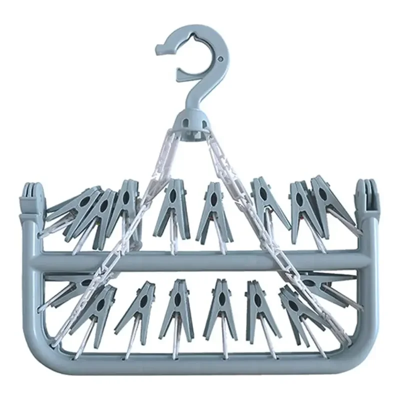 1/3PCS Foldable Drip Hanger with 32 Clips - Plastic Hanging Drying Rack for Clothes Underwear Socks Suitable for Bedroom Balcony 6