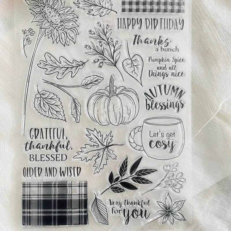 Autumn fall pumpkin flower clear stamp Transparent Silicone Stamp For Scrapbooking Photo Album Decoration seal stamp