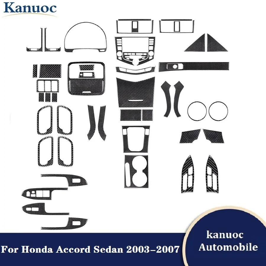 

Черные наклейки из углеродного волокна, различные детали для Honda Sedan Accord 2003 2004 2005 2006 2007, аксессуары для интерьера автомобиля