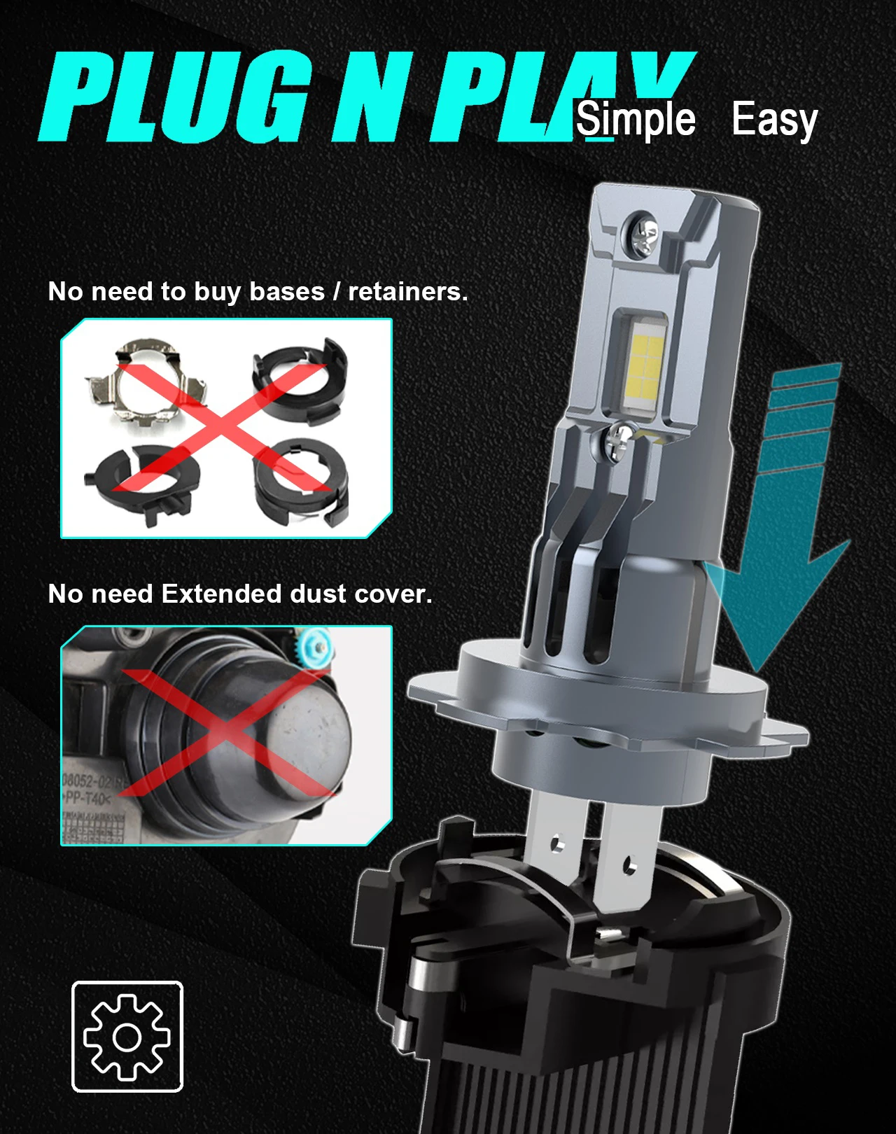 H7 H18 LED Headlight Bulbs High Low Beam 12V 30W 20000Lm 6500k White Light Fan Cooling Plug and Play All in One EMC 2pcs