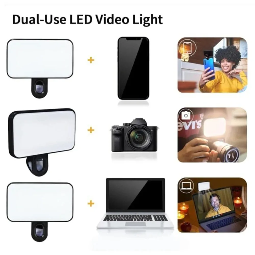 Selfie Fill Light Portable Mini Selfie Fill Light Rechargeable 3 Modes Adjustable Brightness Clip On For Mobile Phone Computer Fill Light lighting