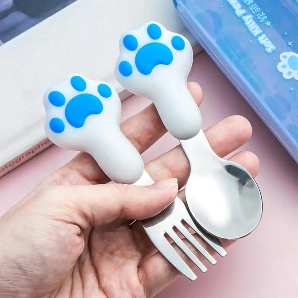 Cartoon Spoon Cute Cat Paw Design Mini Spoon/Fork Mini Dessert Feeding Spoon Baby Cartoon Cutlery Baby Tableware Daily Use