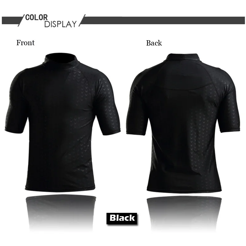 (L-6XL)Men Teens Short Sleeve Sharkskin Swimsuit Set Swimming Shirt+Shorts Surfing Diving Beach Quick-Drying Tight Swimwear