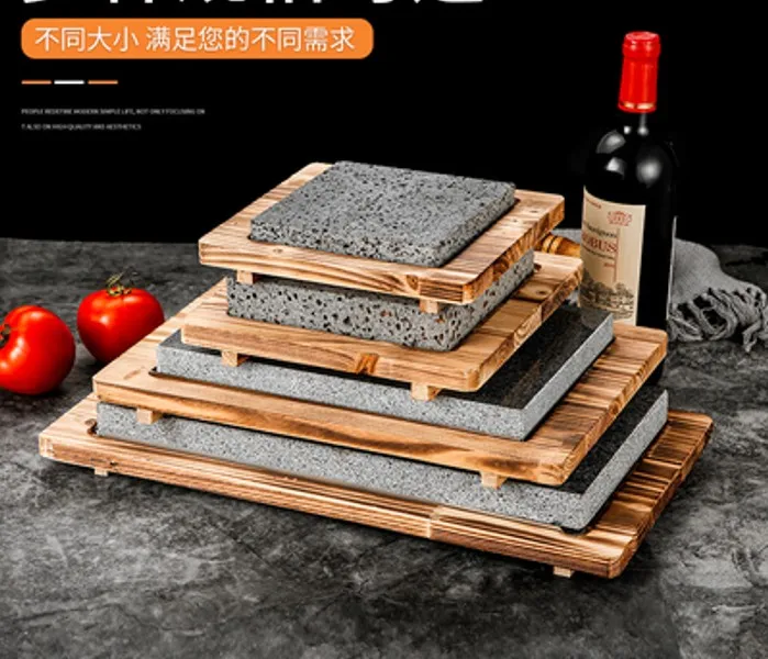 volcanic rock barbecue stone roasting pan steak frying pan western restaurant high-temperature rock heat insulation pad anti-sca