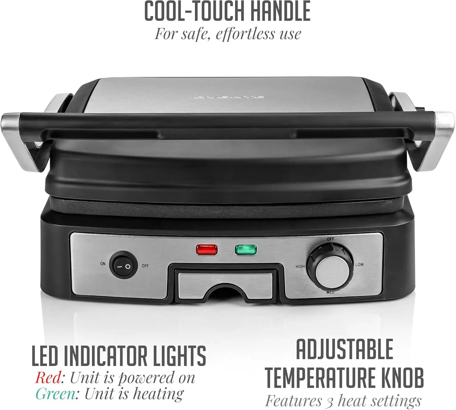 Electric Panini Press Sandwich Maker, 1500W Indoor Grill with Non-Stick Coated Plates, Temperature Control & Removable Drip Tray 4