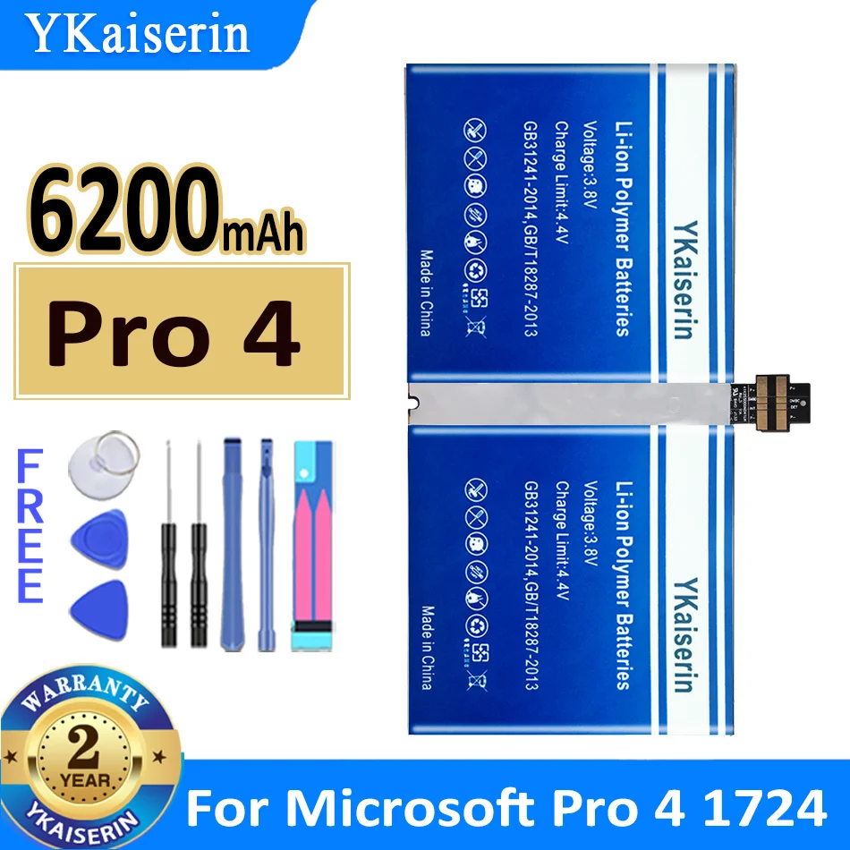 

6200mAh YKaiserin Battery For Microsoft Surface Pro 4 Pro4 1724 12.3 Tablet 7.5V New Brand Phone Bateria + Free Tools