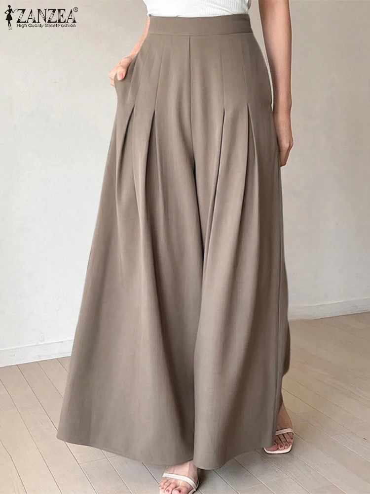 Polyester High Waist Palazzo Pants for Women Casual Summer