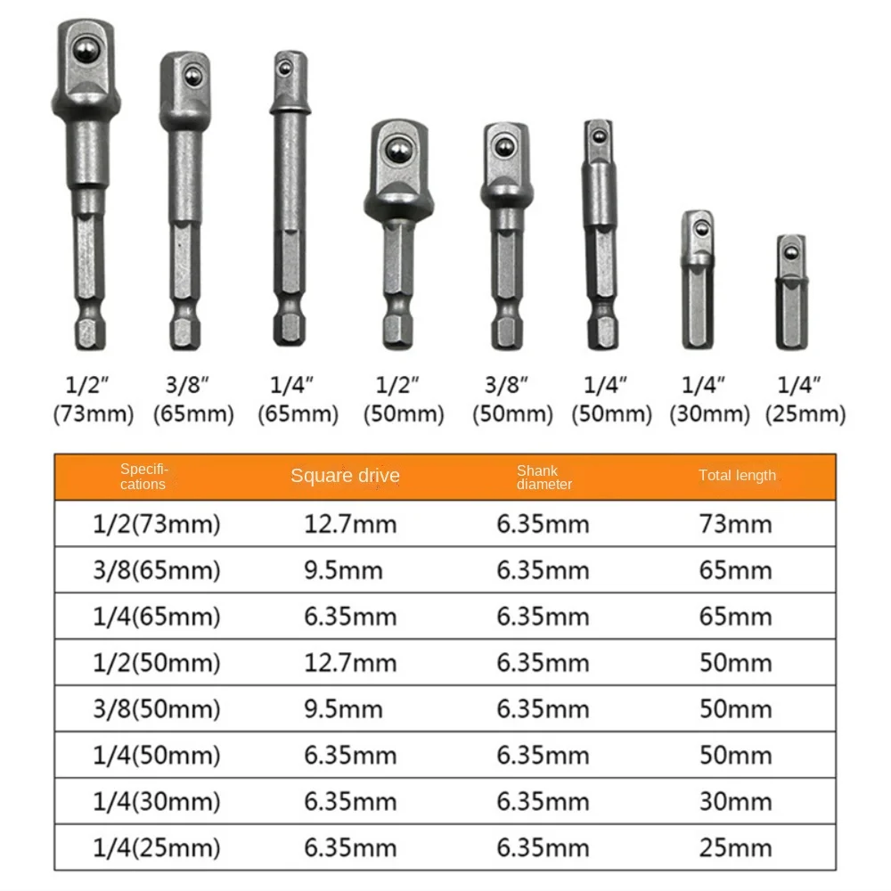 Drill Bits Adapter Socket Adapter Converter Ratchet Wrench Adapter Drill Chuck Adapter Battery Charger Extension Adapter 1/4" 3/8" 1/2" Driver Adapter Hex Wrench Adapter Power Extension Drill Bits Bar Hex Bit Set Power Tools for Drills Nut Driver