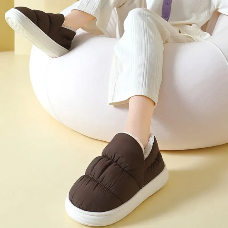 Winter Slippers Men Women Thick Sole Warm Indoor Cover heel Cotton Shoes Outdoor Comfortable Waterproof Non-slip Plush Shoes