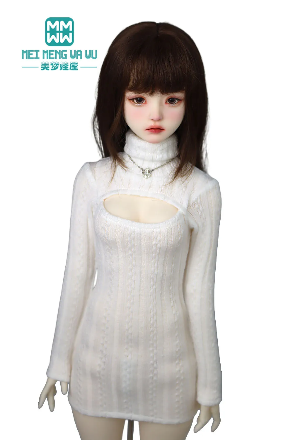 BJD Puppenkleidung für 1/4 1/3 MSD SD DD Spielzeug Gelenkpuppen Mode Twist Rollkragenpullover Kleid Mädchen Geschenk – Detail 4
