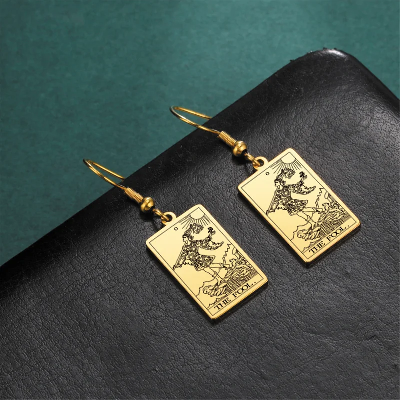 Vintage Tarotkarten Edelstahl Tropfenohrring für Frauen Sonne Mond Stern Liebhaber Wahrsagerei Tarot Schmuck Valentinstag Geschenk – Detail 16