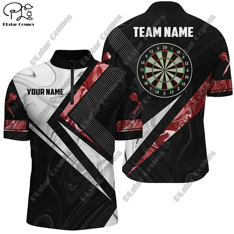 

PLstar Cosmos New 3D Printed Darts Polo Men's Zipper Polo Shirt Customized Name Throwing Darts Club Team Indoor Sports Leisure 2