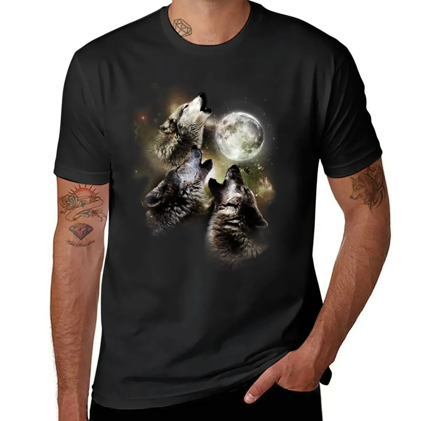 

Wolves Howling at the Moonlight T-Shirt anime new edition aesthetic clothes men t shirts