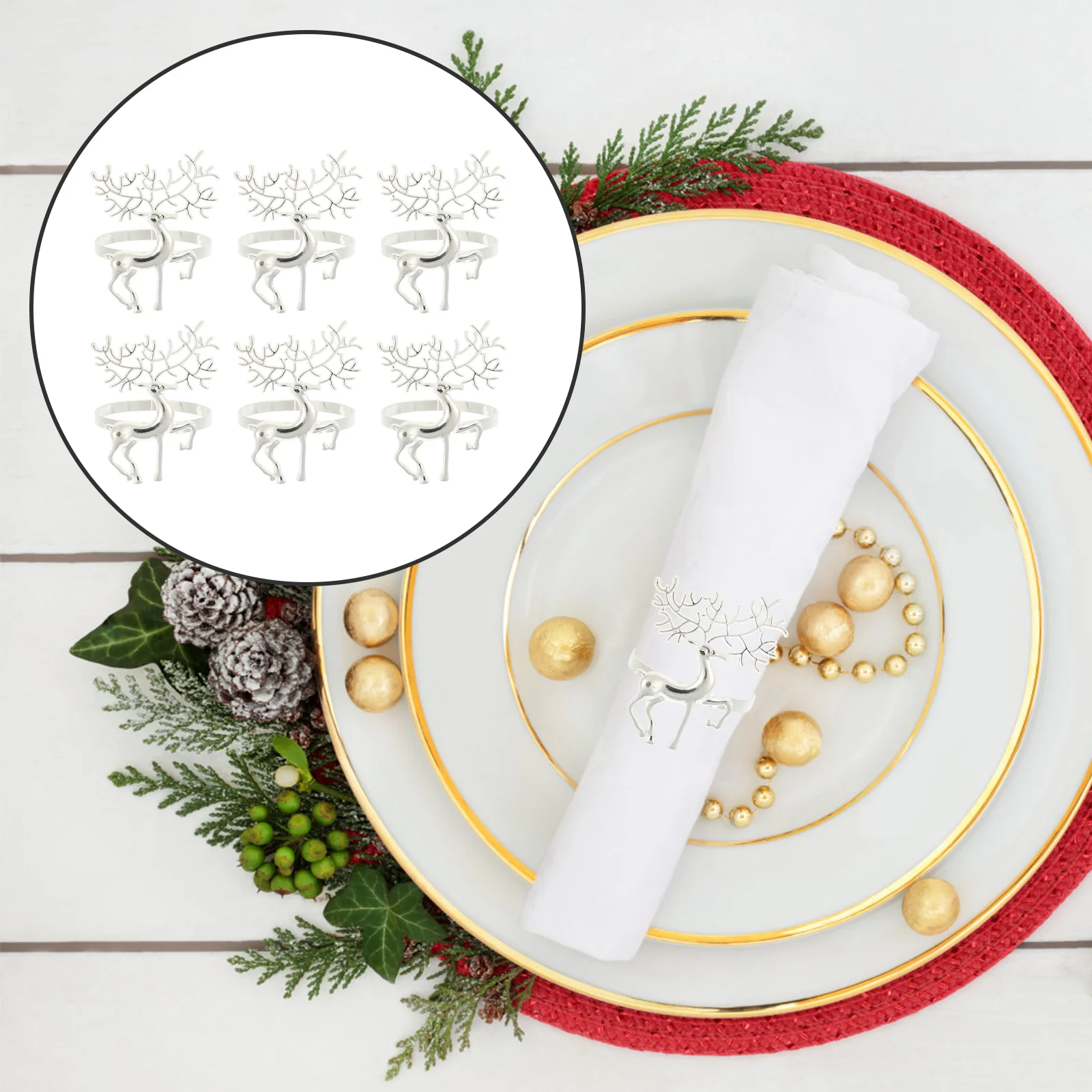 

Christmas Napkin Rings Elk Deer Design Alloy Napkin Buckle Holder Wedding Party Dinner Table Decoration