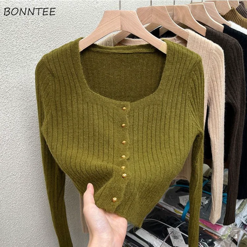 

Cardigan Women New Arrival Spring Autumn Daily Slim Solid Fashion Female Lovely Hot Long Sleeve Basic Retro Knitwear All-match