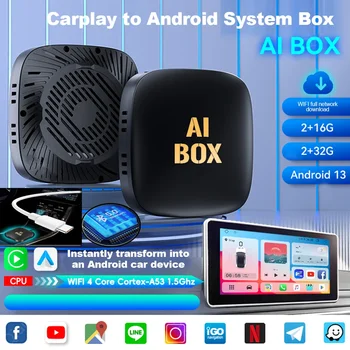 2024 Smart Mini Ai Box 2+32GB Android 13 Support Netflix YouTube Wireless CarPly Suitable for 99% of cars with wired Carplay 1