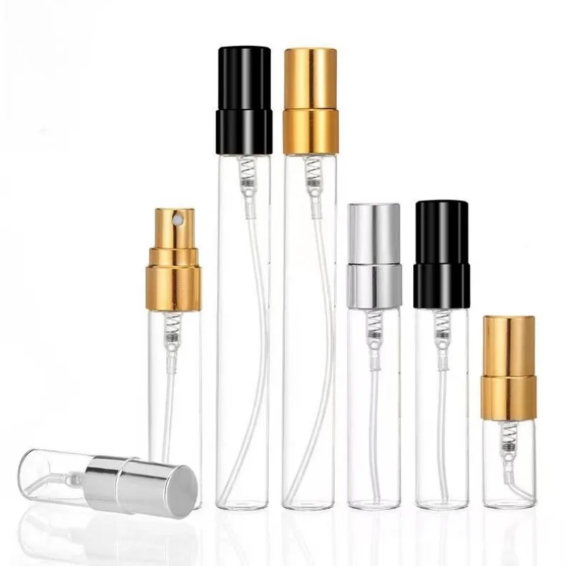 20 개/몫 3ML 5ML 10ML 미니 휴대용 다채로운 유리 향수 병 알루미늄 분무기 여행에 대 한 빈 화장품 용기