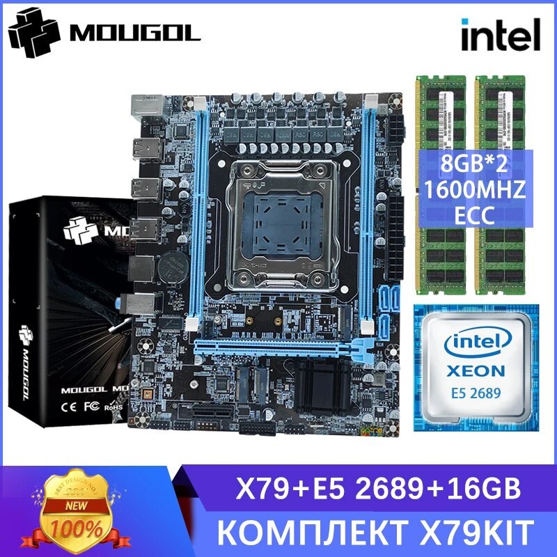 MOUGOL X79 Gaming Motherboard Set with Intel Xeon E5 2689 CPU Dual-channel DDR3 8Gx2 RAM for Computer components Mainboard