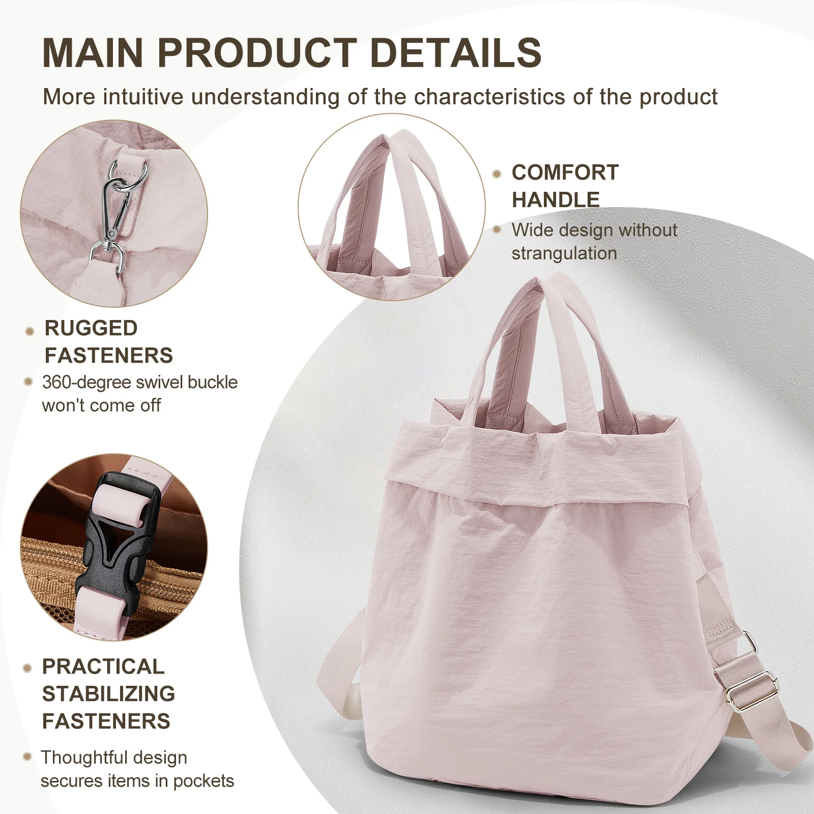 Large Capacity Storage Travel Bag Waterproof Handheld Crossbody Bag, Portable Organizer Fashionable Office Storage Bag for Women