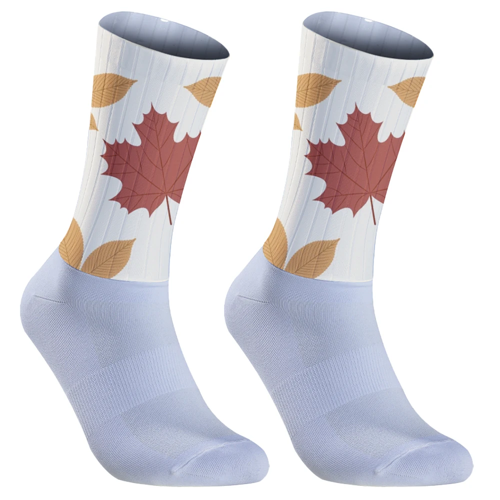 

Outdoor Running Maple Leaf Pattern Sport Socks Anti Slip Cycling Socks Integral Moulding High-tech Bike Sock Compression Bicycle