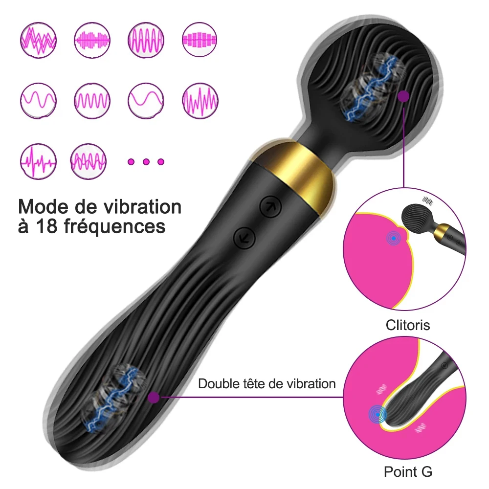 Dildo 18 Speed Vibrator Female Powerful 2 Motors AV Magic Wand Clitoris s Stimulator Adults Goods Se_voghion.com
