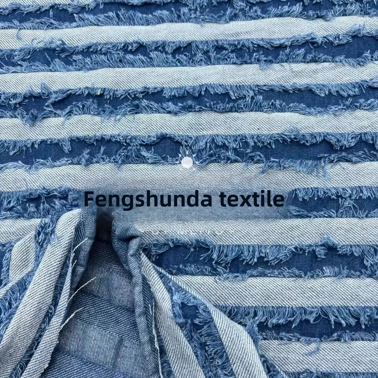 Washed Denim Fabric with Scissors Cut Flowers for Clothes Such as Pants Coats Skirts And Bags Chinese Origin Clothing Material