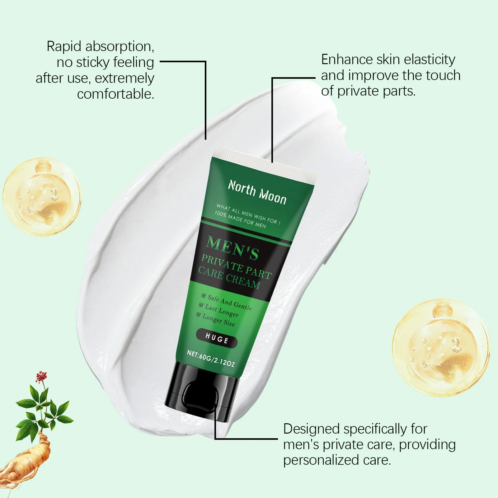 North Moon Men Crema per la cura delle parti intime Sesso a lunga durata Aumenta l'ingrandimento Nessun effetto collaterale Rimuovi la crema per l'ingrandimento del pene deodorante 4