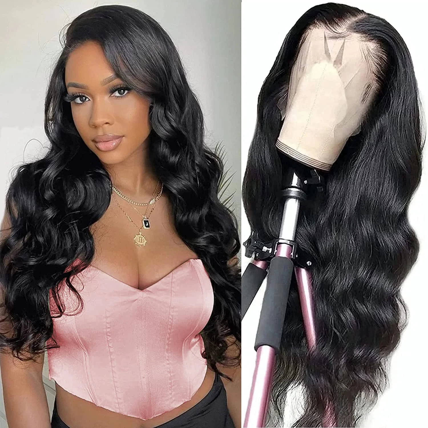

Human Hair Wigs For Black Women 32 Inch Body Wave Lace Front Wigs 13x4 Glueless Brazilian Virgin Body Wave Wig 180% Density
